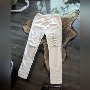 White linen Drawstring Pant